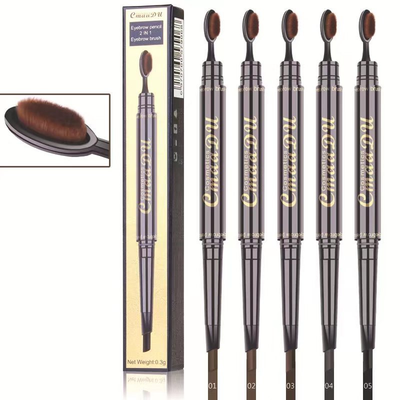 CmaaDu Double Head Waterproof Lasting Pigments Tattoo Eye Brow Pen Eyebrow Pencils with oval Brush Eyes Makeup 5 Colors 