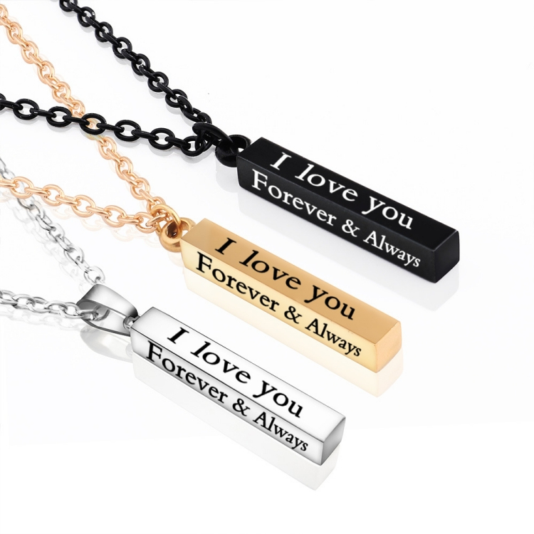 Lovers necklace I love you gold silvery black Couples Necklace stainless steel Pendant Black silver Pillar necklace lover Jewelry CRRSHOP New product accessories unisex male female prensent Valentine's Day