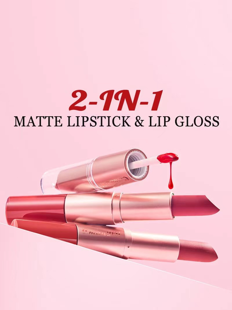 CmaaDu  Matte lipstick&Matt lip gloss  Double headed Makeup Matte Lips Cosmetic Long Lasting Velvet Liquid Lipstick   Sexy Lip 
