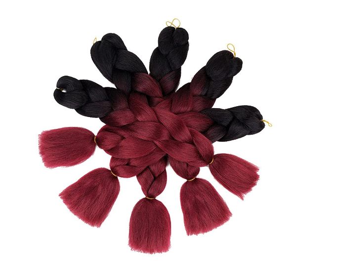 Obaasima Strands OS Ombre Braiding Hair 82" BY8 For Braid And Rasta / Black / Wine