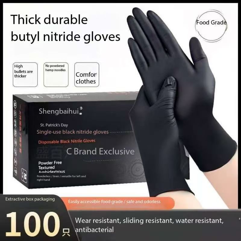 Disposable PVC gloves Waterproof and oil resistant synthetic gloves Anti aging and anti-virus black gloves