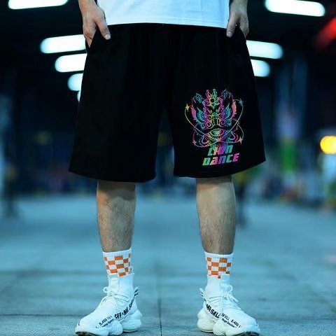 X339 Summer Men's Shorts Sports Korean Fashion Streetwear Printed Shorts Men Casual Elastic Waist Men Clothing Sweat Shorts