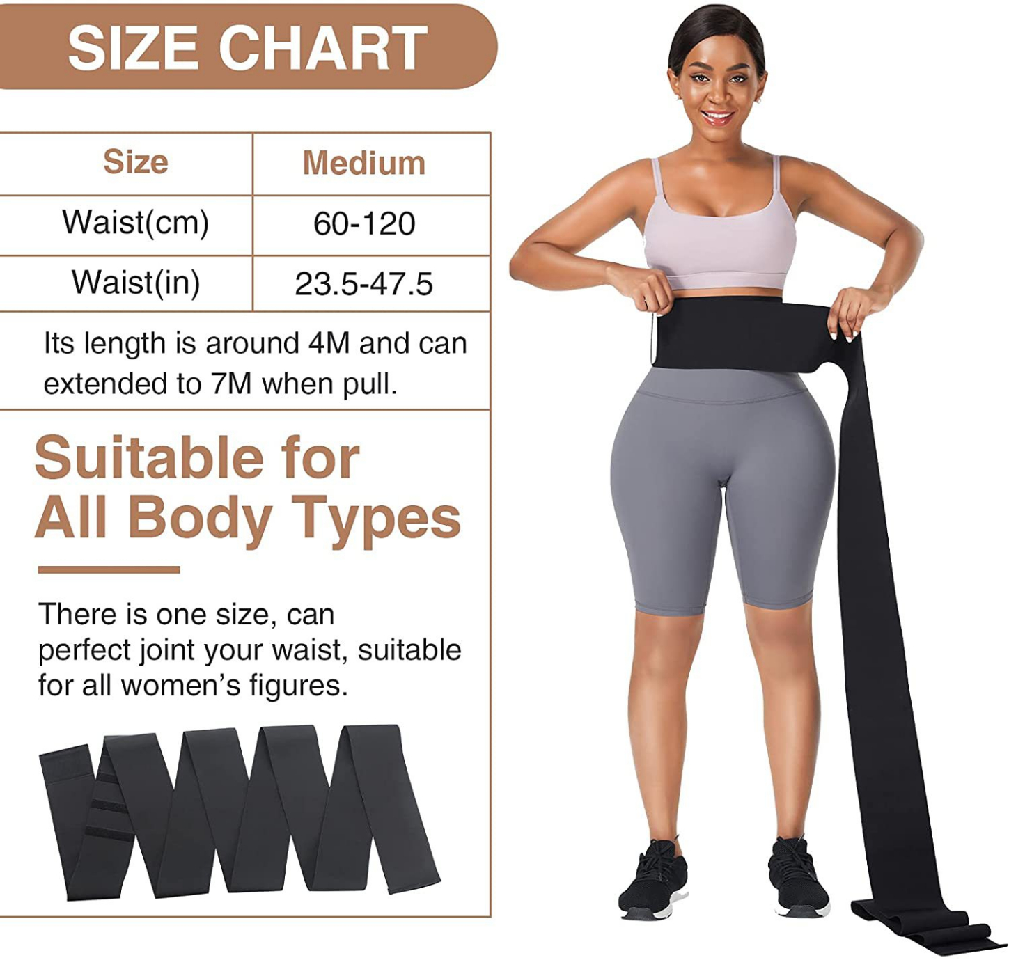 TYPE2 Waist Trainer for Women Sauna Belt Tummy Wrap Plus Size Snatch Me Up Bandage