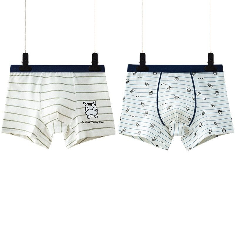 2pcs/lot Green Boy Underwear Boxer All Seasons Boy Cotton Underpanties Kids Clothes 3 4 6 8 10 12 14 Years Old