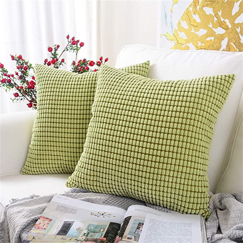 Soft Corduroy Corn Striped Velvet Series Decorative Throw Pillow