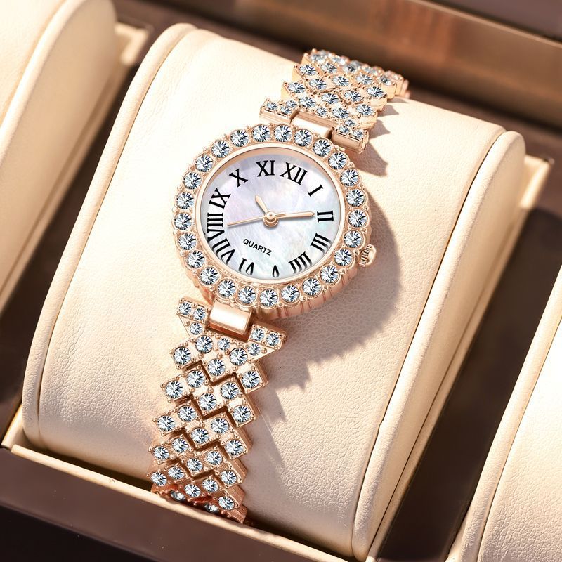 Popular fashion Roman pattern diamond inlaid women's watch, women's watch, quartz watch bracelet, women's watch