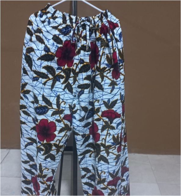 Style Pants Elastic Waist Soft Print Fabric Trousers-100% Cotton 
