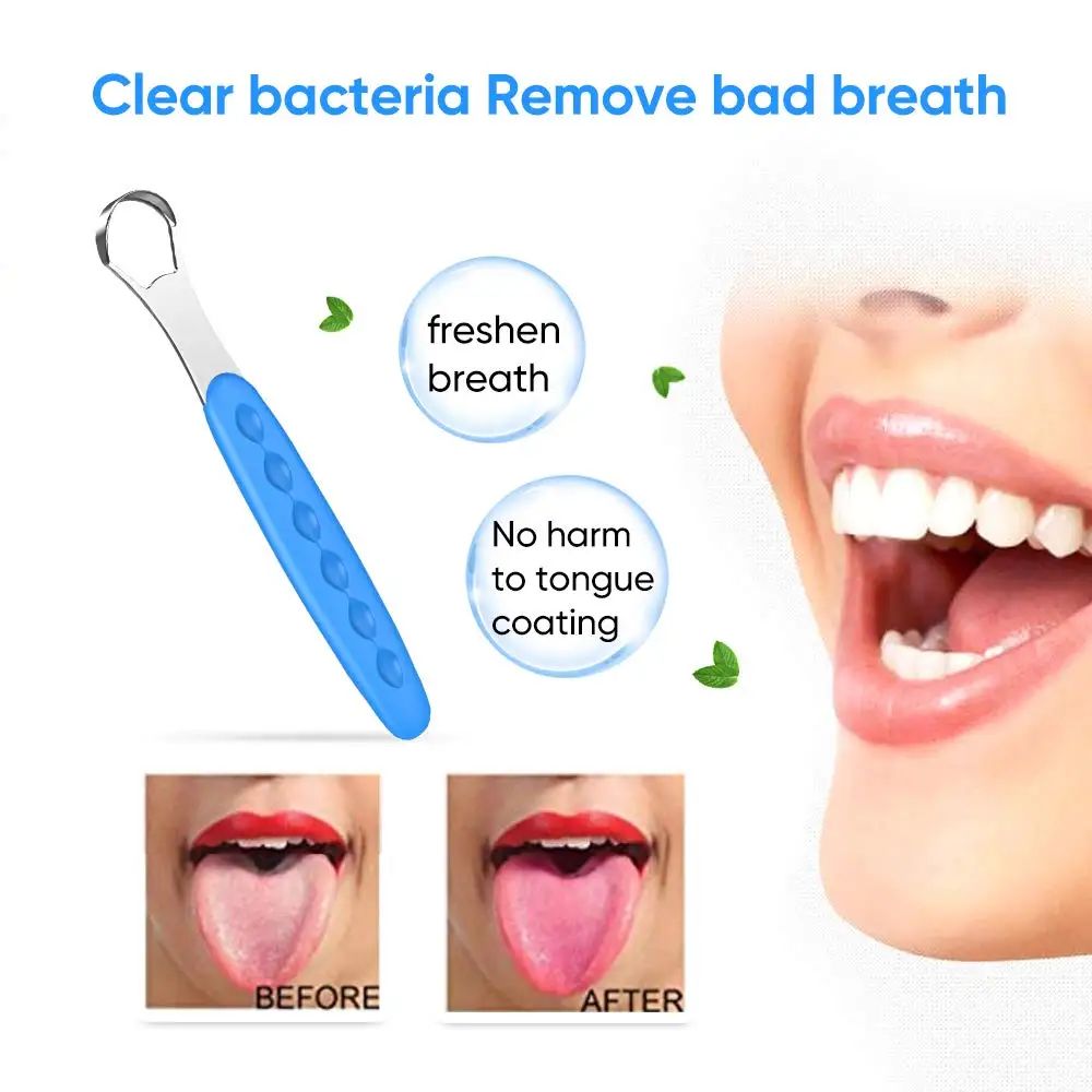 1pc Stainless Steel Tongue Scraper Cleaner for Oral Hygiene Tounge Scrapper Brush Remove Halitosis Tongue Coating Oral Care