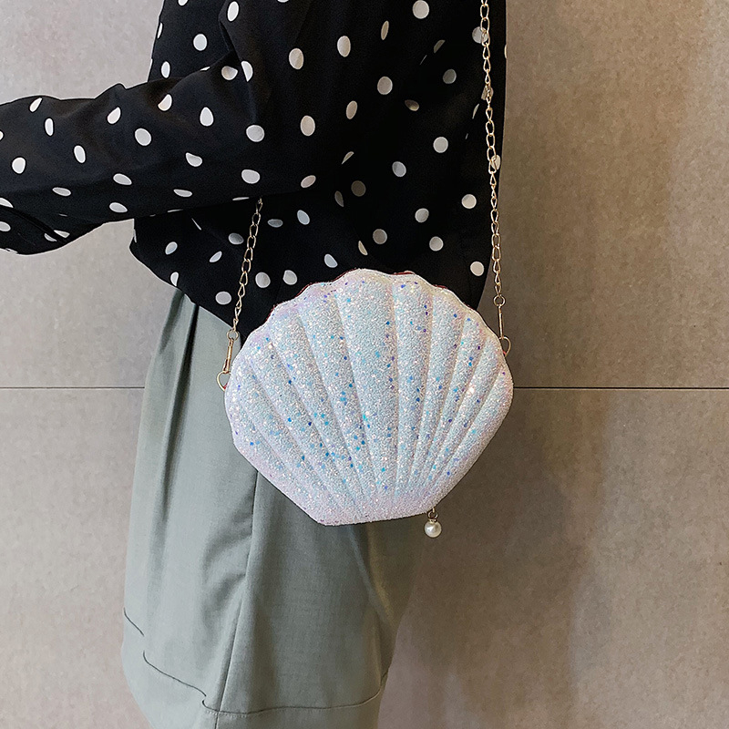 Shoulder bag CRRshop free shipping hot sale female new fashion trend shiny crystal shell cross-body mini bag Korean version fairy fashion versatile shoulder bag women Chain messenger bags