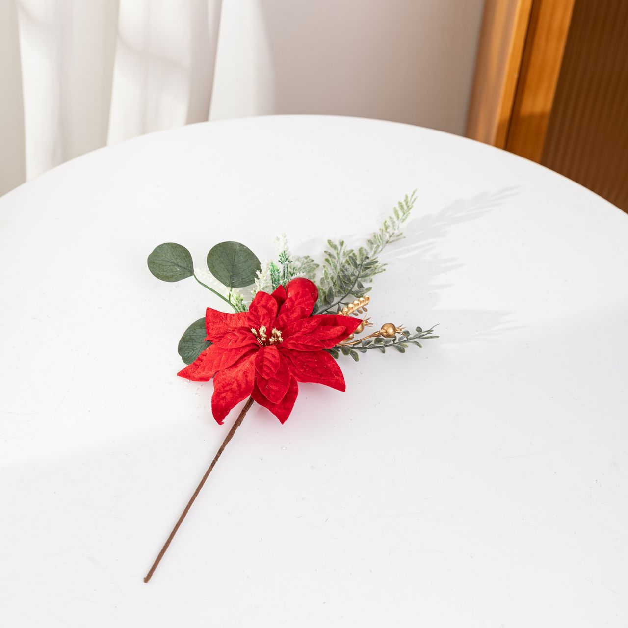 1pc Artificial Christmas Flower Pine & Eucalyptus Branch - Themed Party Decoration To Fill Home Living Room