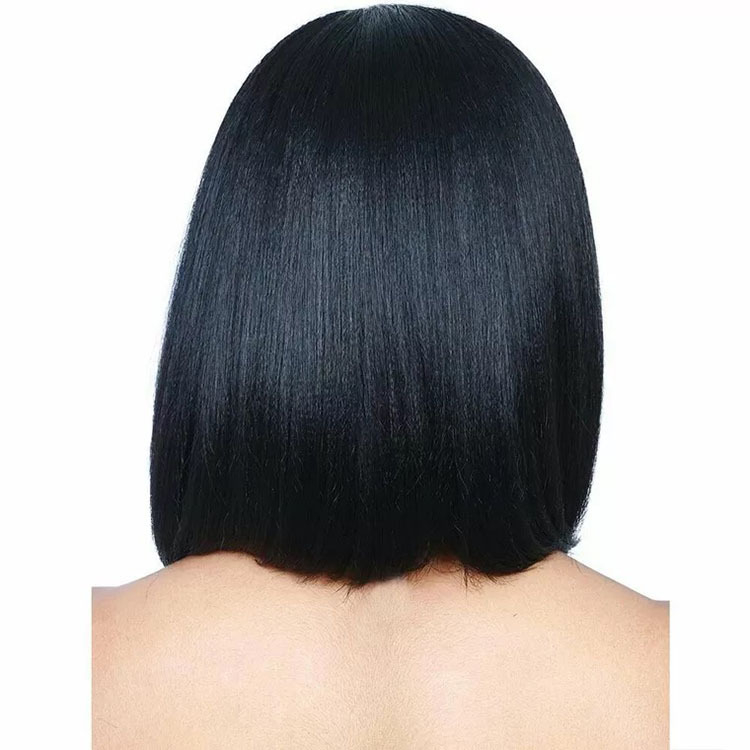 Short Bob Straight Synthetic Wigs Black Mid-Part Wig Heat Resistant Wigs Cosplay Party Daily Hair