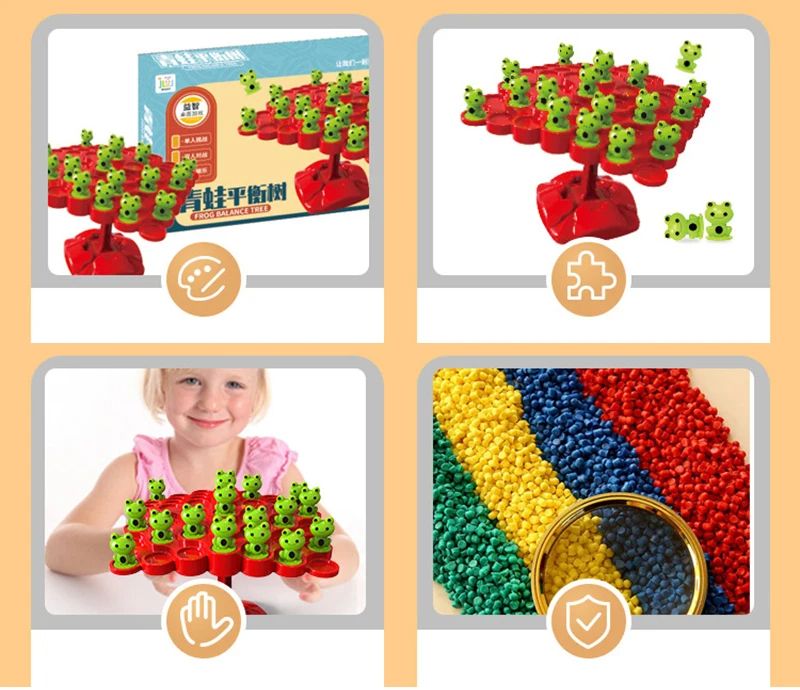 Montessori Math Toy Balancing Board Puzzle For Kids Frog Balance Tree Educational Parent-child Interaction Tabletop Game Toys