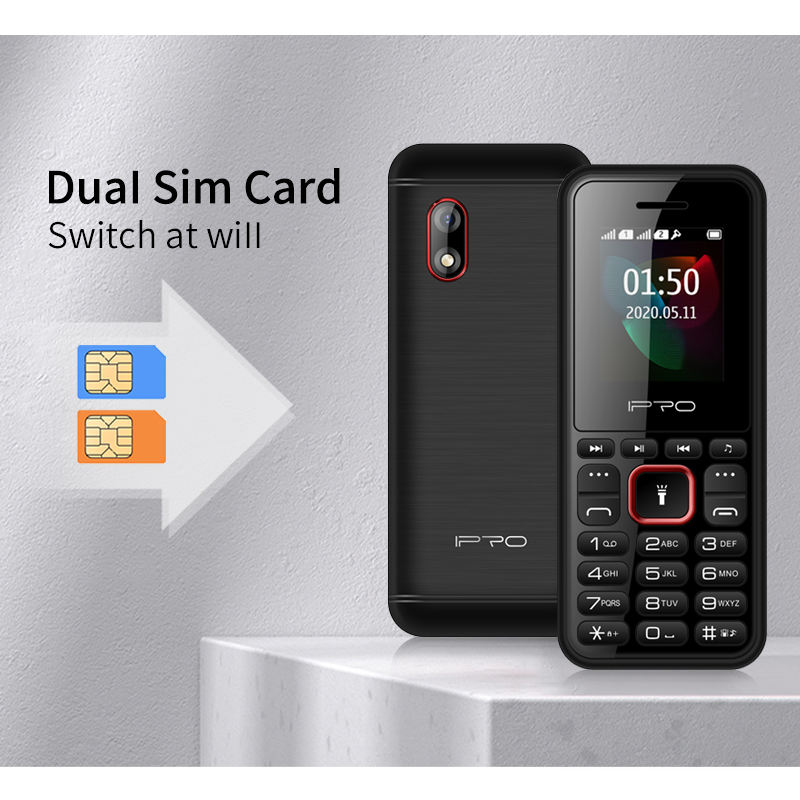 IPRO F184 1.77 Inch Multi Media Button Wireless FM 800mAh Battery Feature Bar Phone Mobile Phone Dual SIM Card  FM Torch  Cell Phone