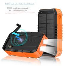 40000 mAh solar powered hand crank charger with built-in cable wireless charging PD 22.5W fast charging mobile power bank
