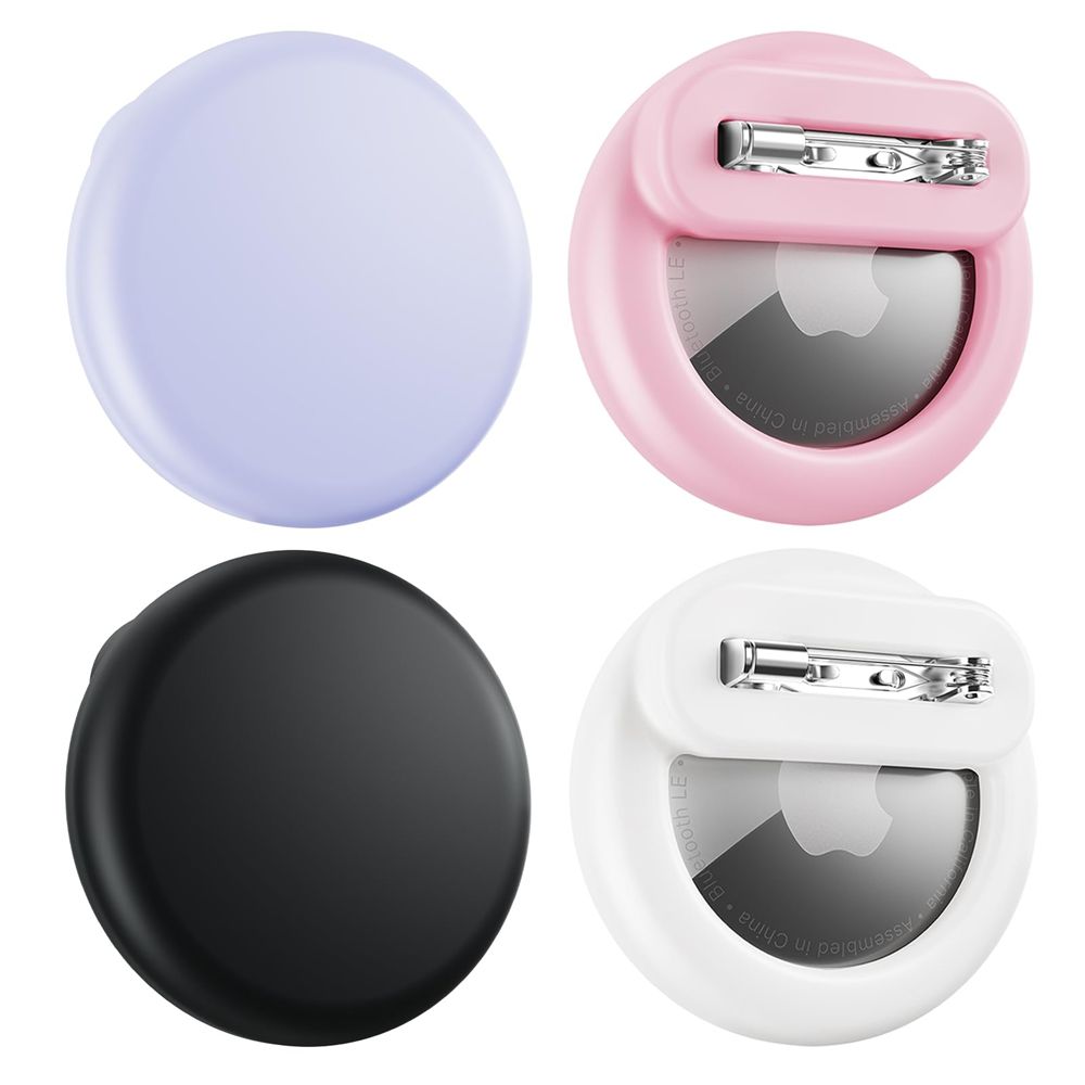Air Tags-4 Pack Apple Kids Hidden Case, Airtag Tracker Holder with Invisible Pin, Anti Lost, for Kids, Elderly, Luggage, Clothing (Black White Pink Purple)