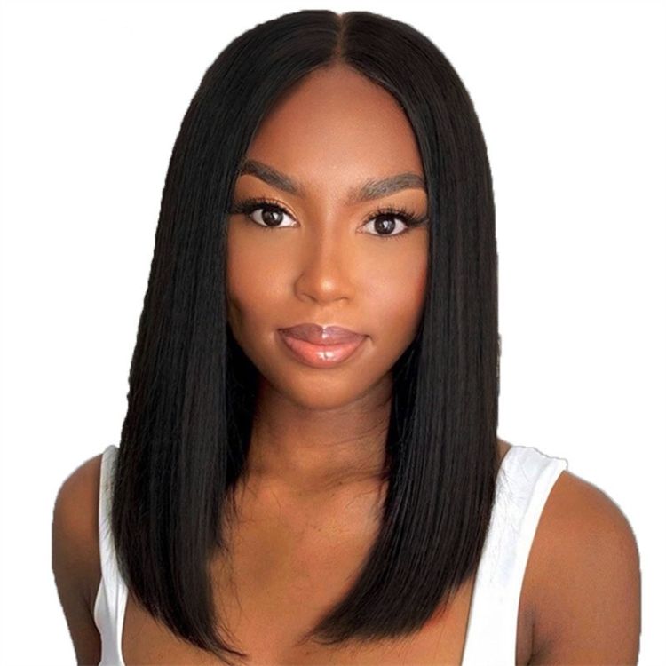 Wigs Short straight hair wig Chemical fiber high-temperature silk women's split wig headband length 50cm CRRSHOP black wig beauty care hair dressing wigs 19 inches 