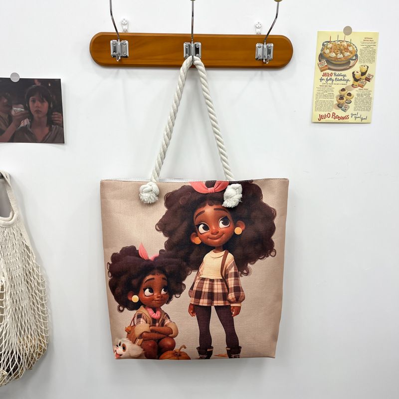 Miss DG Painting hand bag Cartoon canvas bag Large capacity Beauty Tote bag Shopping shoulder bag