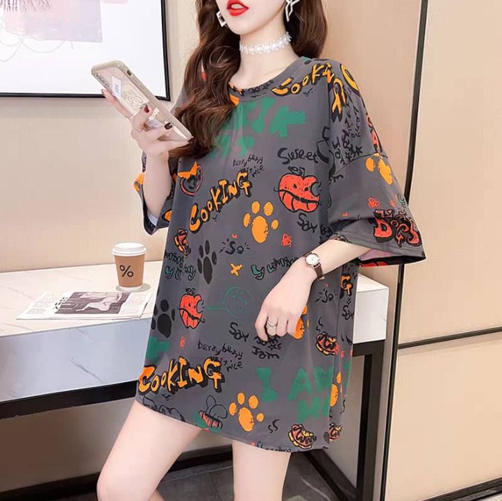 Women men Free size T-shirts Hip Hop Horror Halloween Pumpkin Graphic Summer Round Neck Loose Street Short Sleeve Tops