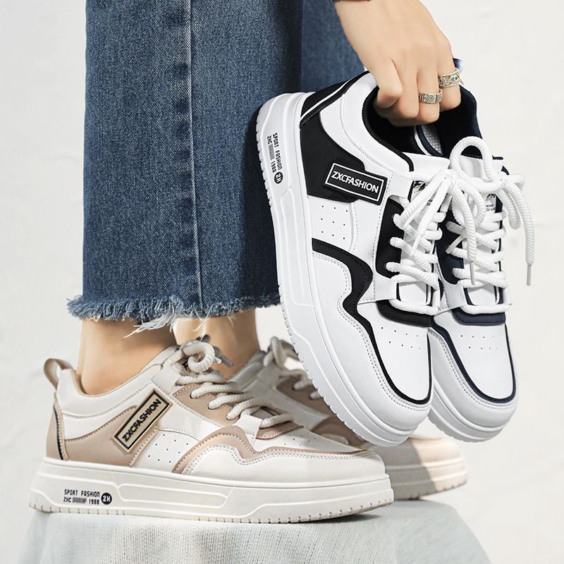 Hong Kong Style Skate Shoes 2025 Low Top Chunky Sole Color Blocking Lace-Up Sneakers Student Casual Shoes Premium Quality Footwear