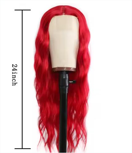 Synthetic Red Big Waves Long Curly Hair Wig- Female Chemical Fiber Wigs 