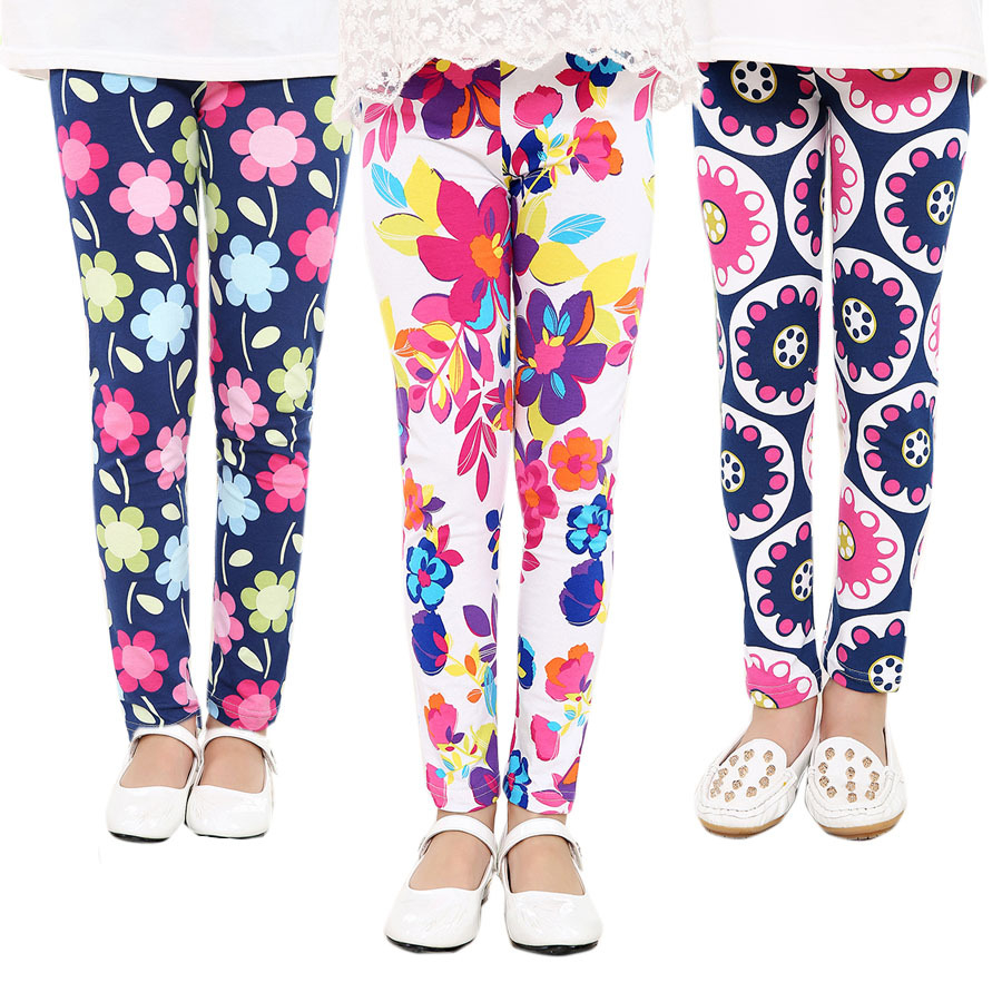 Soft Girls Leggings Baby Girl Clothes Pencil Pants Cotton Kids Trousers Print Flower Skinny Children Leggings For Girls

