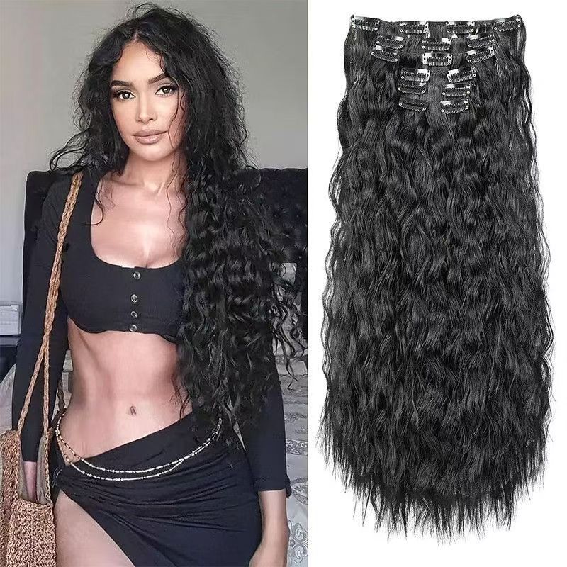 Long wig one-piece seamless invisible corn perm thickening wig fluffy natural simulation all-match hair extension