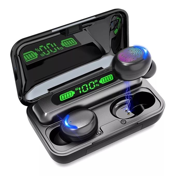 F9-36 Stereo Bluetooth Earbuds - Black one gift