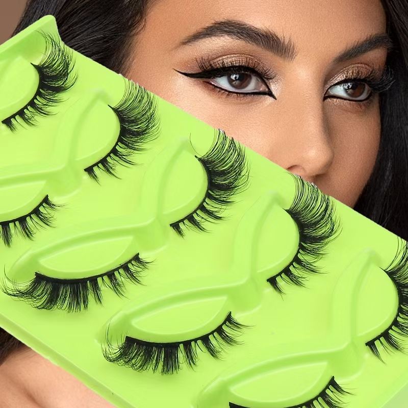 AUNONT Europe and the United States oblique fly 5 pairs of green fox eyes cat eye false eyelashes thick curling simulation fox system eyelashes