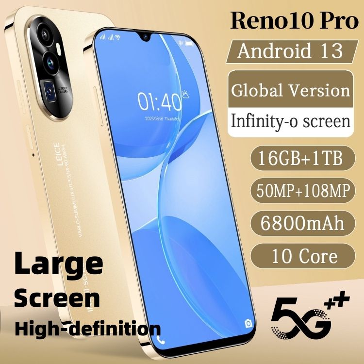 Smart phone 16GB +1TB front 50MP back 108MP Reno10Pro 6+1T 6.8inch high-definition large screen all-in-one Android smartphone face unlock CRRSHOP phone GPS navigation high-quality