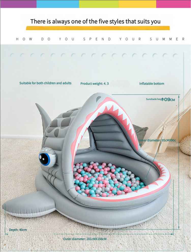 Children's ocean ball pool inflatable castle baby swimming pool fence indoor wave pool home baby toy shark