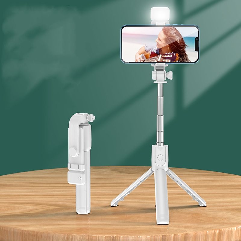 Selfie stick F210 67CM Anti shake selfie stick, Bluetooth remote control, tripod, multifunctional CRRSHOP Digital Phone Parts Supplement Light white  F210