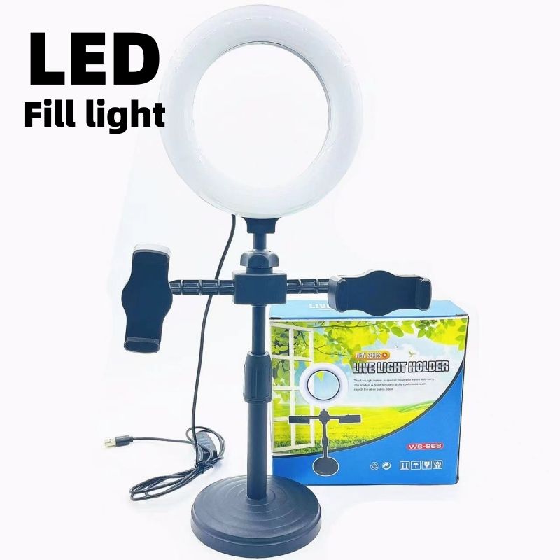 Fill Light,Desktop dual position fill light, circular phone holder, adjustable, selfie, live streaming, desktop 6-inch beauty ring light
