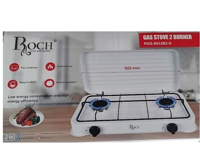 Roch 2 Burner Gas Stove - RGS-8033B2- White