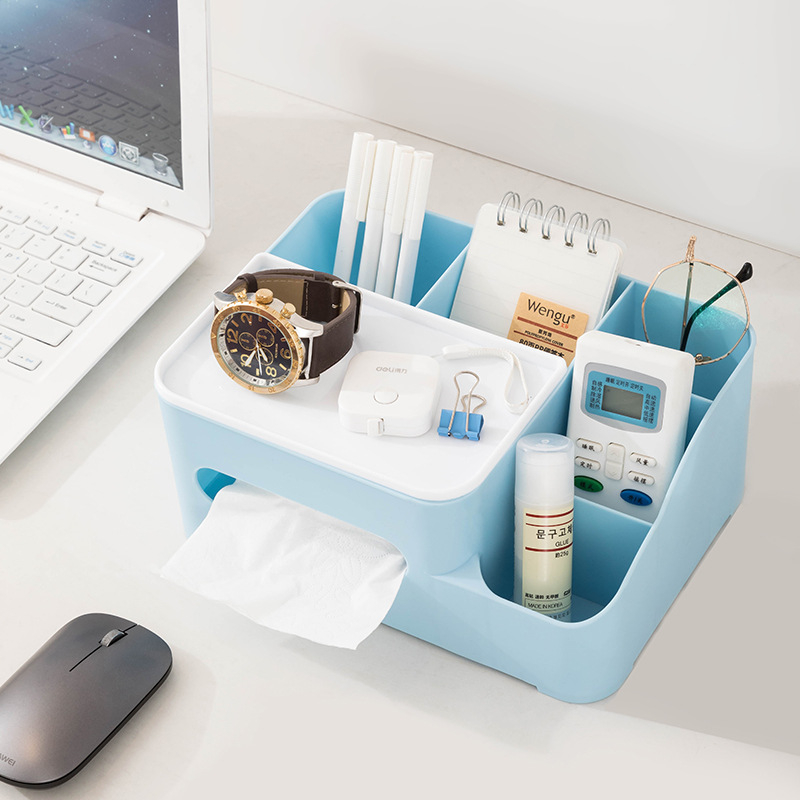 SH669 Multifunction Plastic Tissue Box Desk Organizer Makeup Cosmetic Storage Box Sundries Container For Home