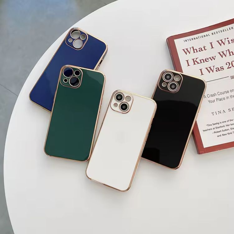 Glossy Gold Metal Lines Design Ultra Thin Elegant iPhone Mobile Case Cover