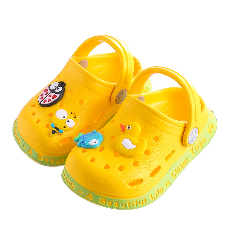 Yellow Duckie Summer sandals kids Mules Baby Boys Girls Cartoon baby Sandals Flat Heels Solid Cartoon Slippers Children's Garden Shoes