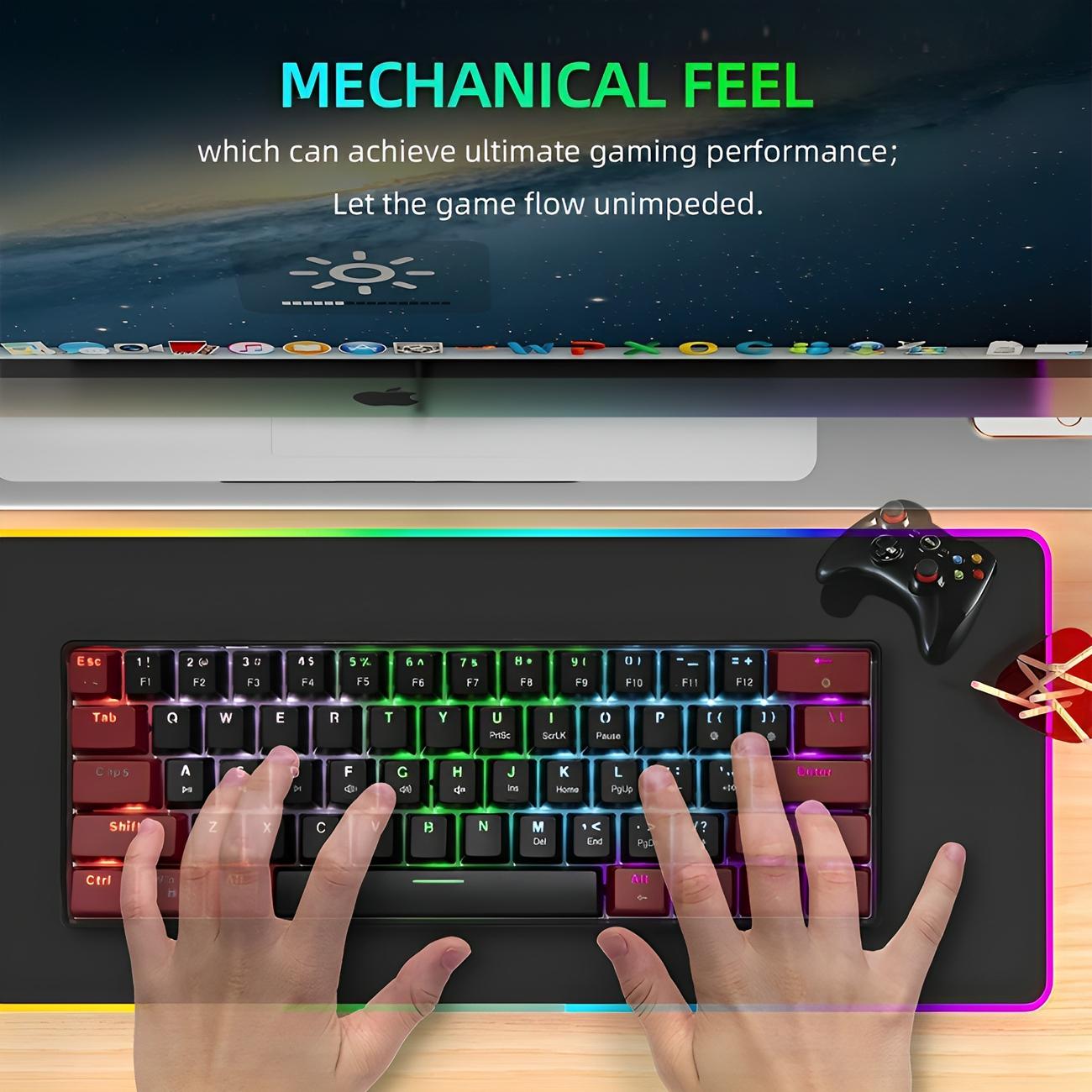 Green shaft 61 keys computer keyboard office portable compact wired 6 game mini RGB light-emitting gaming mechanical keyboard