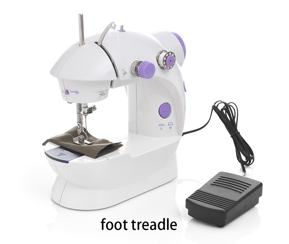 Mini Electric Handheld Sewing Machine Dual Speed Adjustment with Light Foot AC100-240V Double Threads Pendal Sewing Machine