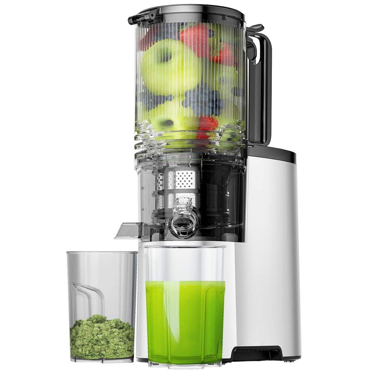 Cold Press Juicer, 5.8" Wide Feed Chute Juice Extractor Machine with 400W, High Juice Yield, Slow Masticating Juicer for Whole Vegetables & Fruits