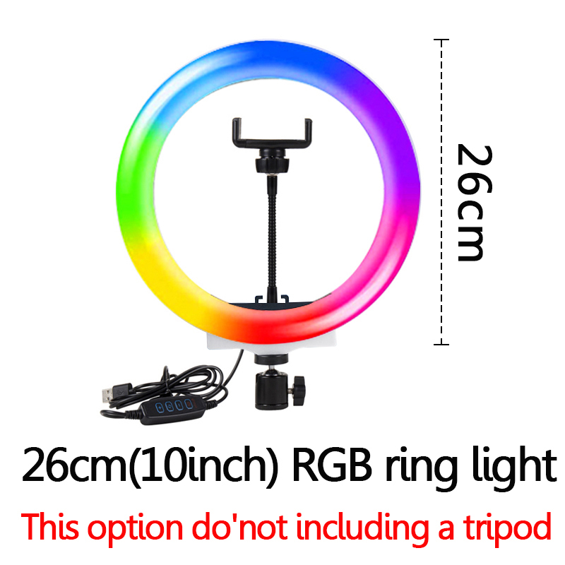 VEONAM RGB video light Selfie Ring Light Photography led light lamp with mobile Holder large tripod stand for Youtube tiktok ringlight 10inch 12inch fill lightRGB 26CM without tripod stand