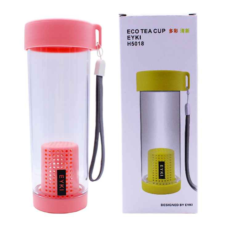 Aurora EYKI Style Portable Plastic Tea Cup,Healthy Food Grade with Filter/Rope,Leakage-proof for Daily Drink/School/Outdoor/Office