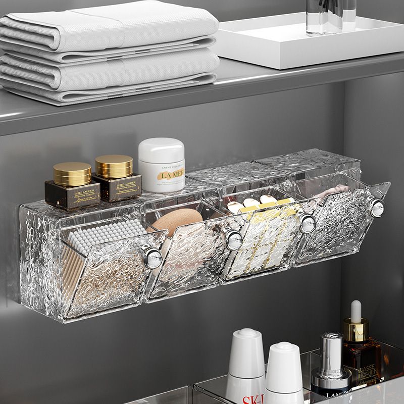 Glacier texture makeup cotton shelf box bathroom without perforation wall hanging shelf high color cotton tag box flip cap lipstick box