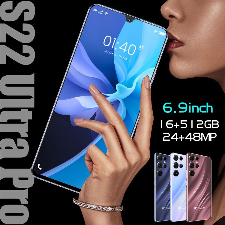 S22 Ultra Pro 6.9 inch full screen water drop screen Android smartphone all-in-one device HD screen 16GB 512GB front 24MP back 48MP android 11 CRRSHOP 10 core GPS navigation high-quality high definition Large screen mobile phone 