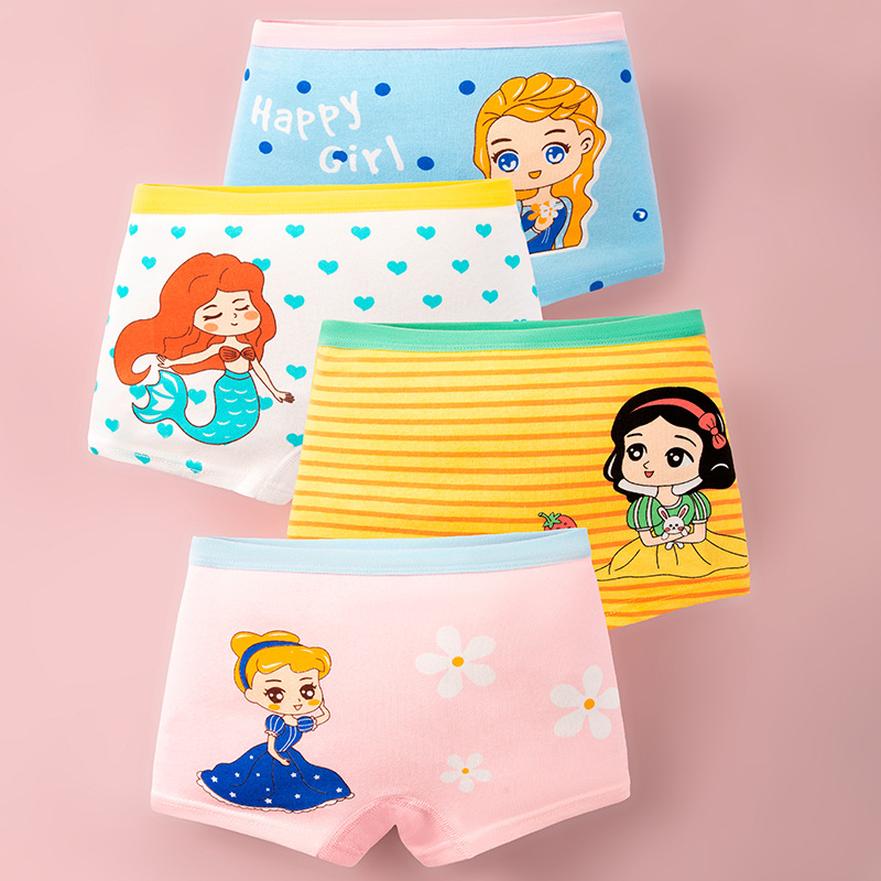 4 Pieces/Lot Children Underwear Cotton Girls Panties Cute Kids Boxer Briefs Child Soft Girl Pants 2-8Years