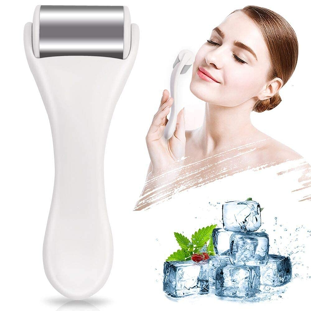 Ice Roller for Face & Eye,Puffiness,Migraine,Pain Relief and Minor Injury,Skin Care Products Stainless Steel Face Massager Ice Roller Massager