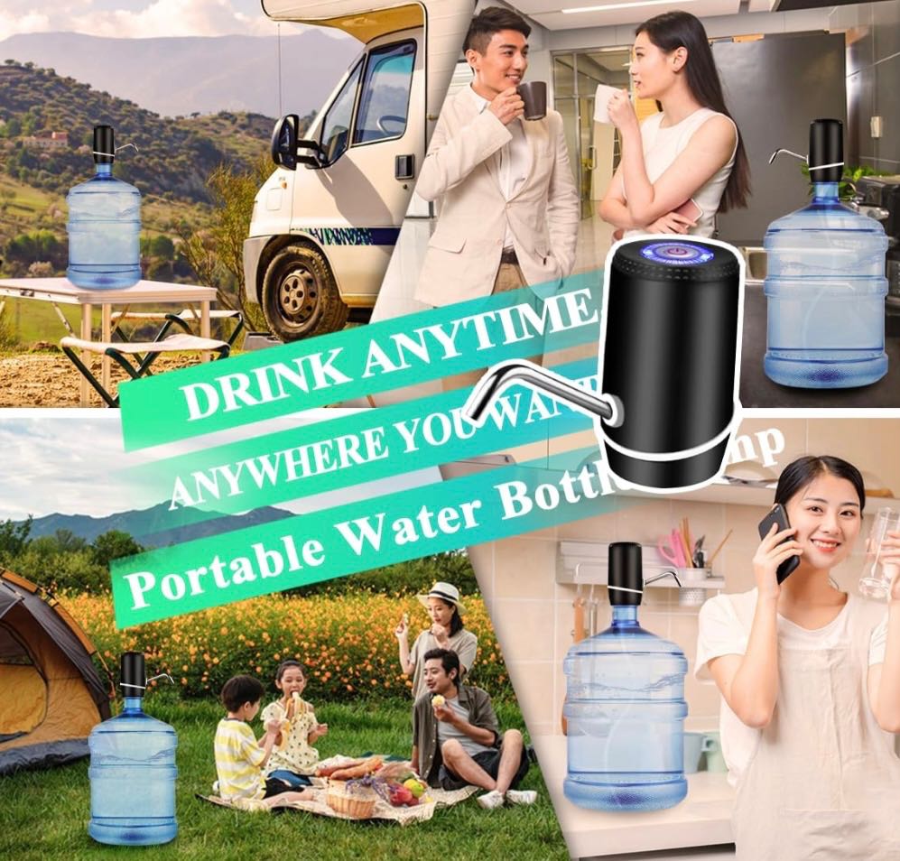 Water Dispenser for 5 Gallon Bottle, Electric Water Pump for 5 Gallon Jug with Switch and USB Charging, Portable Automatic Water Jug Dispenser for Camping, Travel, Home, Kitchen, Office