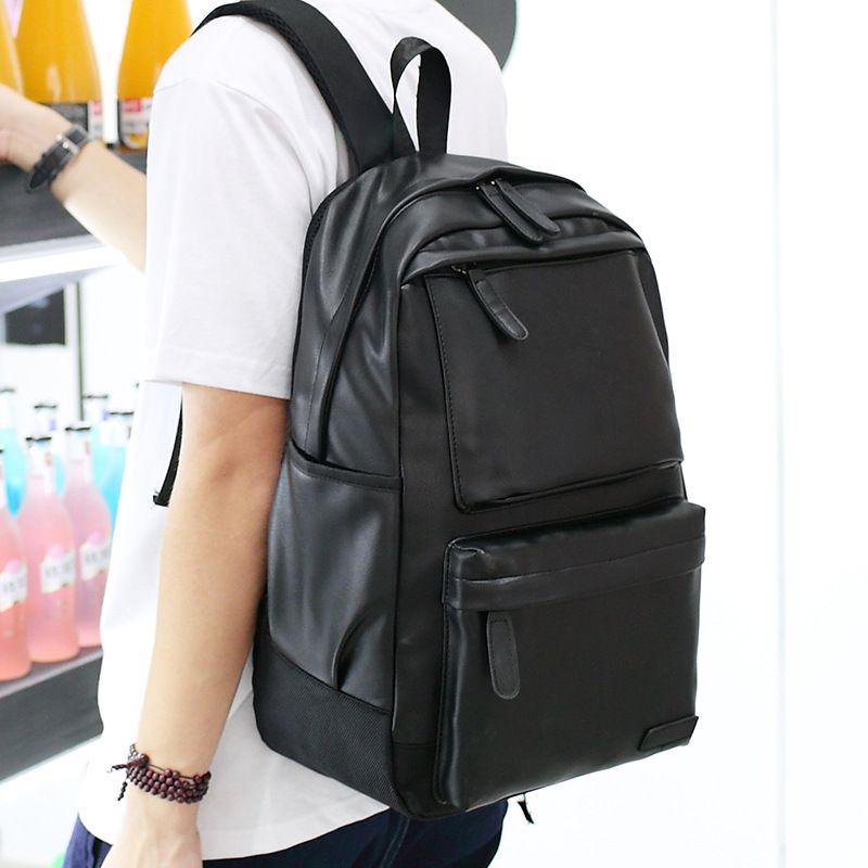 New casual men's Korean backpack travel backpack PU soft leather college school bag computer tide bag X306