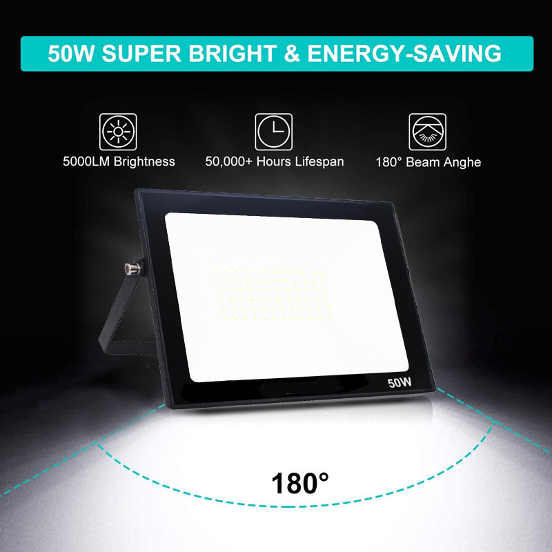 LED Flood Light Outdoor, Super Bright Outside Floodlights, IP66 Waterproof Exterior Security Light, 5000K Daylight White Durable Outdoor Lighting for Yard Lawn