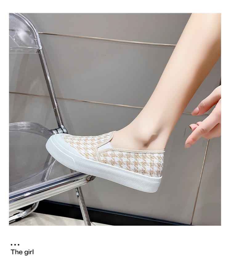 2206  comfortable flats for women, casual shoes for girls, plaid pattern single shoes