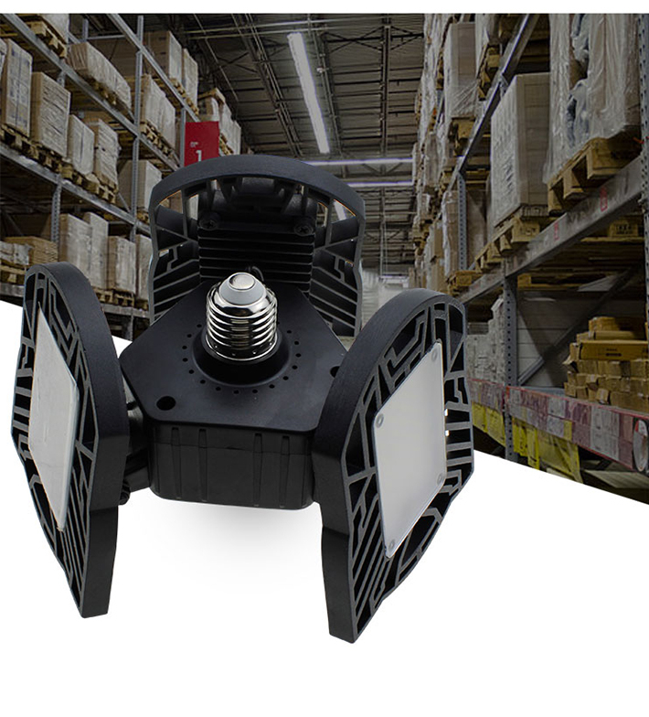 60W E27 6000LM Deformable LED Garage Ceiling Lights with 3 Adjustable Panels for Garage,Warehouse,Corridor (NO Motion Activated Sensor) White 6000-6500K

